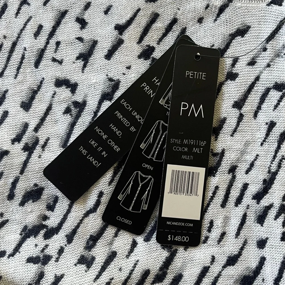 NIC + ZOE Black & White Patterned Pick-Up Cardy PM - Picture 4 of 7